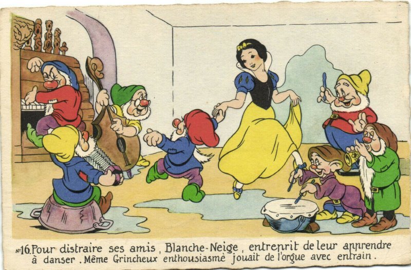 PC DISNEY, SNOW WHITE AND THE SEVEN DWARFS, Vintage Postcard (b35769)