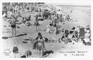 Hollywood Beach Florida Beach Scene Real Photo Vintage Postcard AA1463