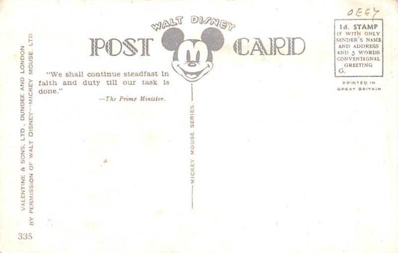 Valentine & Sons # 335 Walt Disney Unused 