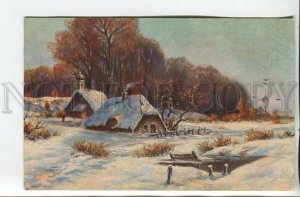 461463 RUSSIA Village Church Winter Vintage postcard ADVERTISING EINEM Sweets