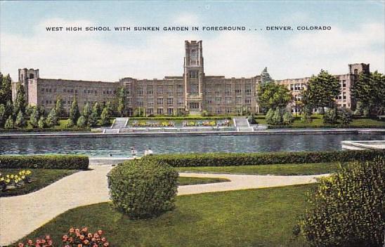 Colorado Denver West High School With Sunken Garden In Foreground