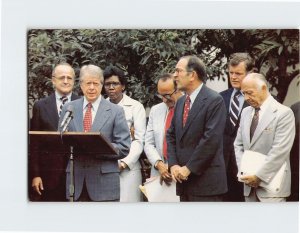 Postcard President Carter reports to the press, Rose Garden, White House, D. C.