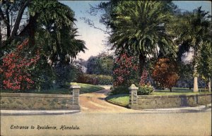 Honolulu Hawaii HI Entrance to Residence Vintage Postcard