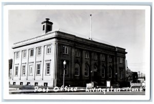 Livingston Montana MT Postcard Post Office Building c1940's RPPC Photo