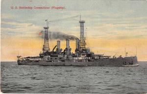 US Battleship Connecticut Military Antique Postcard J50046