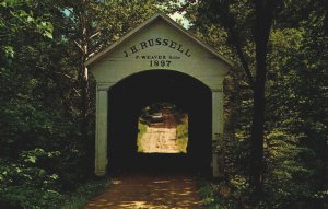 USA J.H Russell Bridge Parke County Indiana Chrome Postcard B92