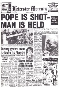 Pope Paul Shot Assasination Attempt Leicester Newspaper Rare Cover