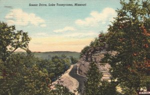 Vintage Postcard 1946 Scenic Drive Cliff Forest Trees Lake Taneycomo Missouri MO