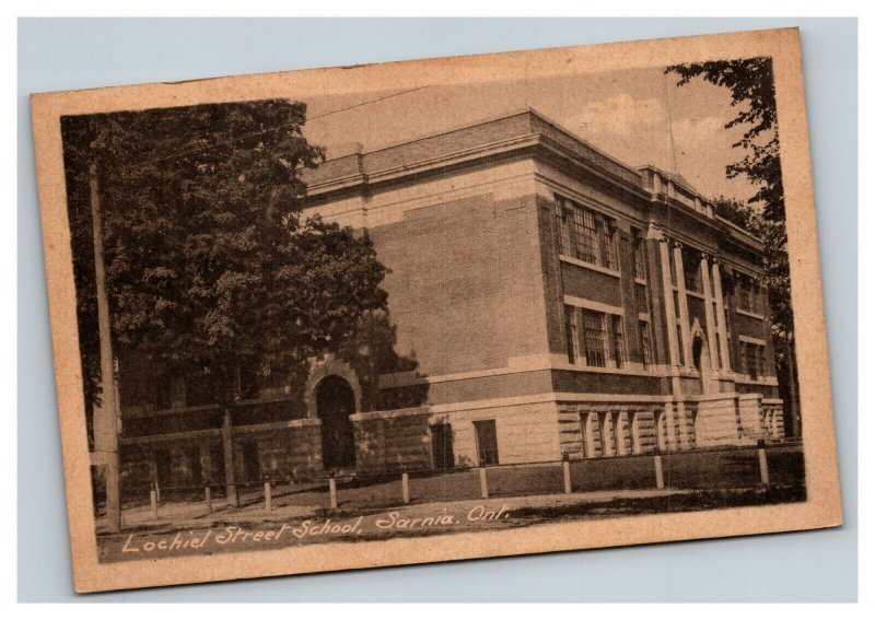 Vintage 1921 Photo Postcard Lochiel Street School Building Sarnia Ontario Canada