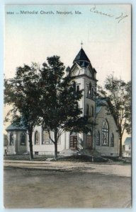 NEWPORT, Maine ME ~ Handcolored METHODIST CHURCH 1907 Penobscot County Postcard