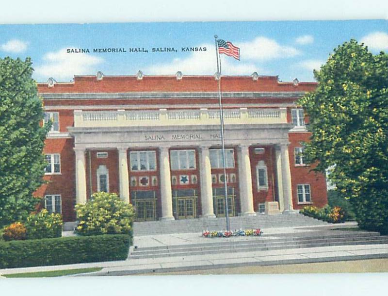 Unused Linen BUILDING SCENE Salina Kansas KS H5386