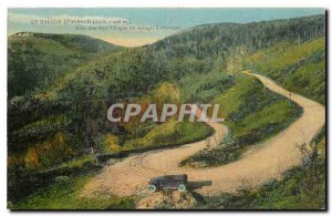 Old postcard Le Ballon d'Alsace One of hairpin turns in a hair