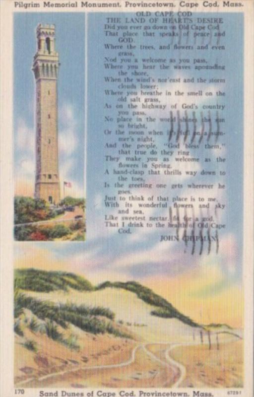 Massachusetts Cape Cod Pilgrim Memorial Monument and Sand Dunes Provincetown ...