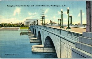 Bridges Postcard Arlington Memorial Bridge and Lincoln Memorial Posted 1939