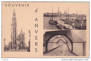 3-Views, Cathedrale, Rade, Tunnel, Souvenir d'Anvers, Belgium, 1900-1910s