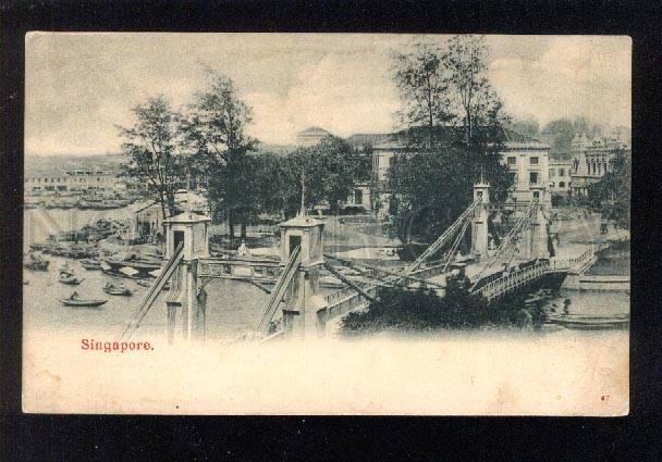 034192 SINGAPORE Cavenagh bridge view Vintage PC