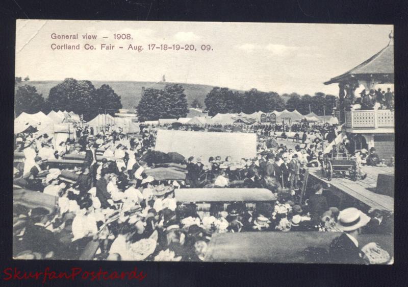 CORTLAND NEW YORK CORTLAND COUNTY FAIR 1908 ANTIQUE VINTAGE POSTCARD NY