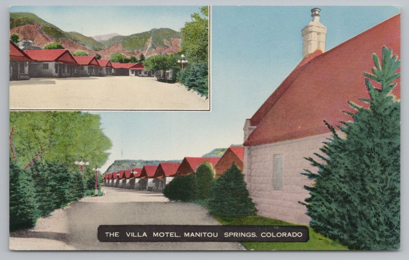 En la carretera motel ~ la Villa motel ~ Manitou Springs Colorado ~ POSTAL ANTIGUA 