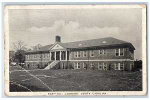 1941 Hospital Building Laurens South Carolina SC Posted Vintage Postcard