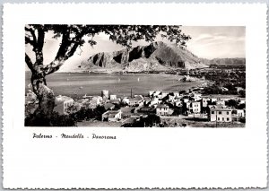 Palermo Mondello Panorama Italy Real Photo RPPC Postcard