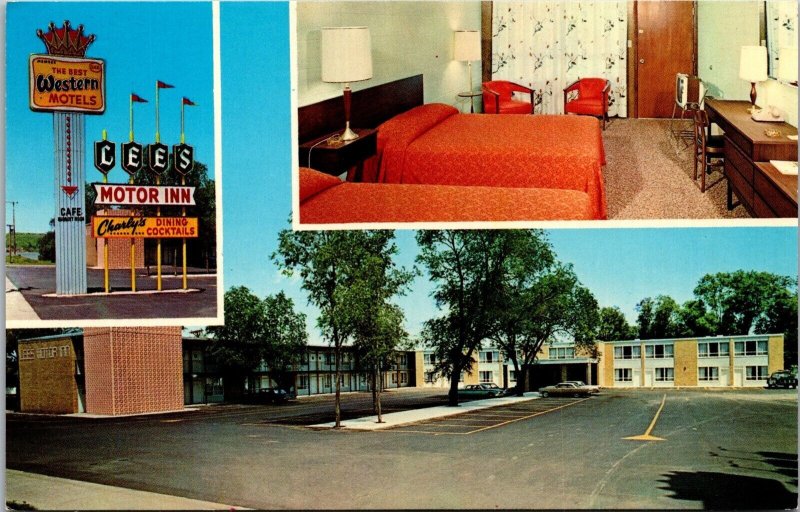 Vtg Chamberlain South Dakota SD Lee's Motor Inn Motel Roadside View Postcard