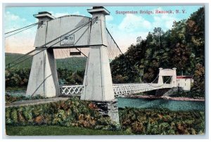 1931 Suspension Bridge Lake River Hancock New York NY Vintage Antique Postcard