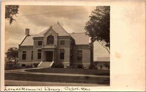 RPPC Larned Memorial Library, Oxford MA Undivided Back Vintage Postcard R66