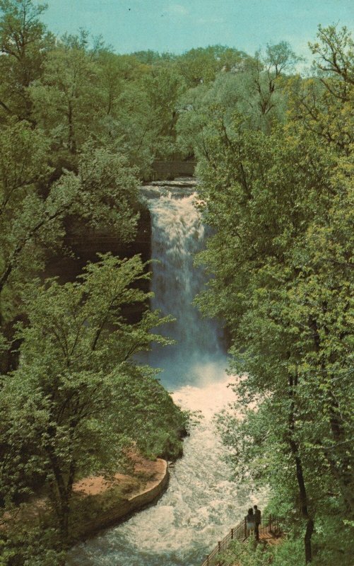 Minnehaha Falls Scenic Waterfalls Forest Minneapolis Minnesota Vintage Postcard