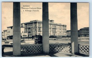 LIVORNO Terrazza Costanzo Ciano e Albergo Palazzo ITALY Postcard