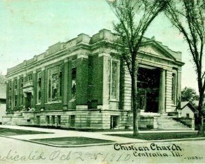 Christian Church Centralia Illinois IL 1910 Vtg Postcard