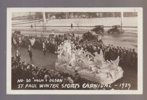 St. Paul MINNESOTA RPPC 1939 WINTER SPORTS CARNIVAL Holm & Olson PARADE FLOAT