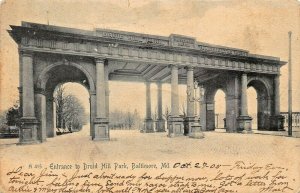 BALTIMORE MARYLAND~ENTRANCE TO DRUID HILL PARK~1905 ROTOGRAPH PHOTO POSTCARD