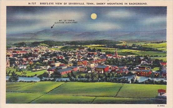 Bird's Eye View Of Sevierville Great Smoky Mountains in Background Tennessee