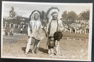 Mint Real Picture Postcard Native American Indian Chief Pendleton 1950s