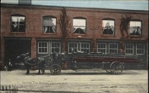 Laconia NH Central Fire Station Engine Ladder c1910 Postcard 