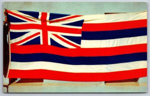 Flags~Color Photo Of Hawaii State Flag On Display In Bishop Museum~Vtg Postcard
