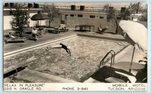 Mobile Motel Hotel Tucson AZ Arizona Real Photo RPPC Postcard (Z21)