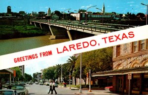 Texas Laredo Greetings With Views Of International Bridge & Matamoros Street ...
