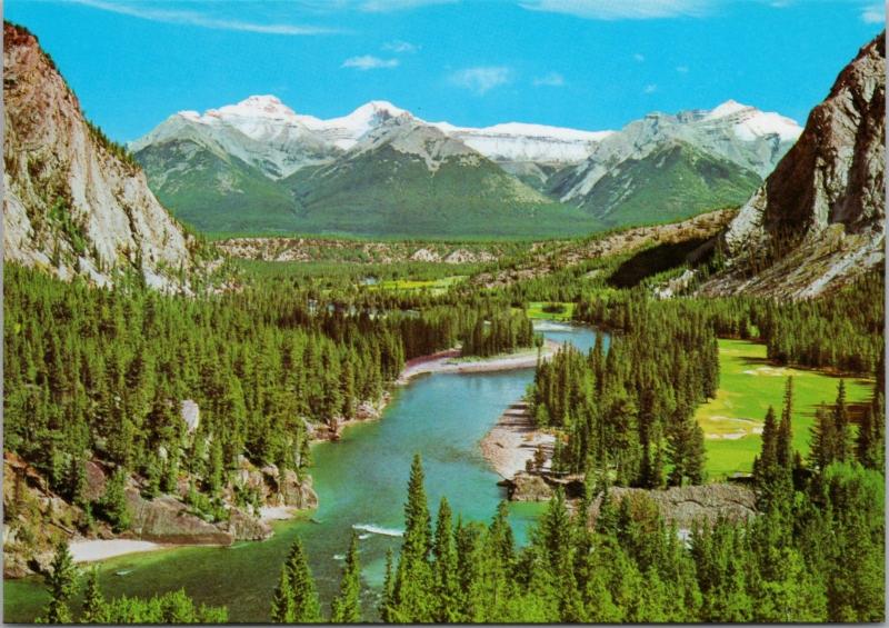 The Bow Valley Tunnel Mountain Mount Rundle Alberta AB Unused Postcard D37