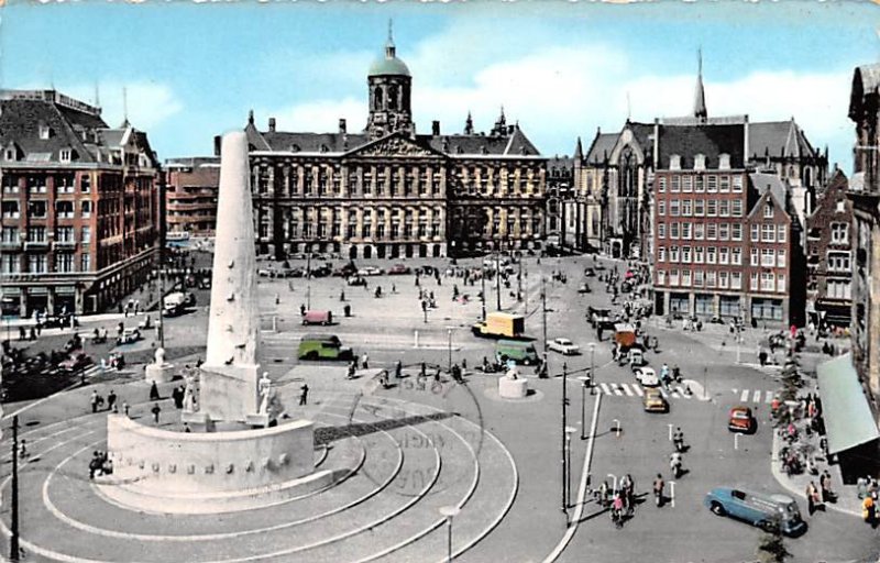 Dam with Royal Palace and National Monument Amsterdam Holland 1959 