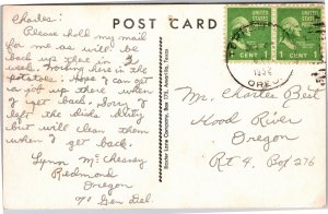 Postcard comic skunk taking bath It's hopeless I'm still a stinker 1952 Oregon