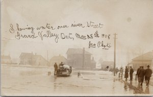 Grand Valley Ontario ON River St. Flooding c1908 JXN RPPC Postcard E63 *as is