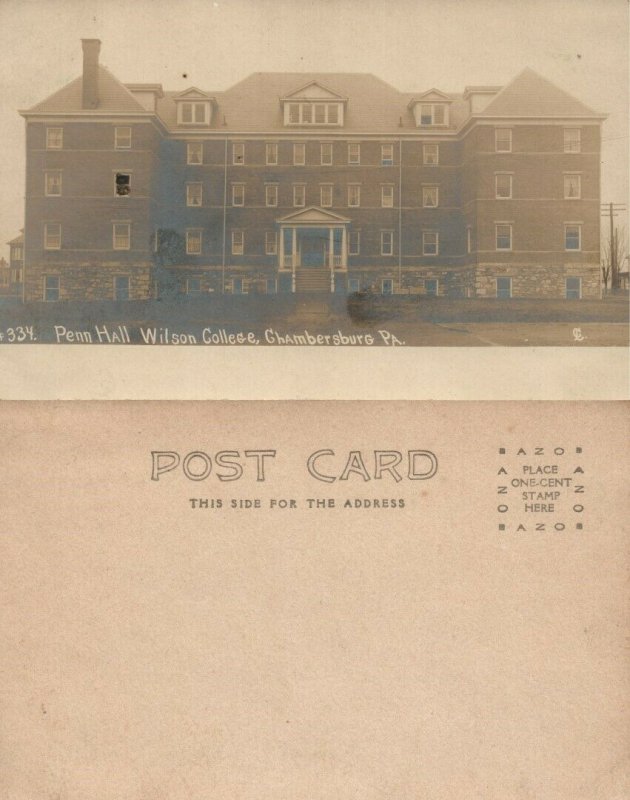 CHAMBERSBURG PA PENN HALL WILSON COLLEGE ANTIQUE RPPC REAL PHOTO POSTCARD