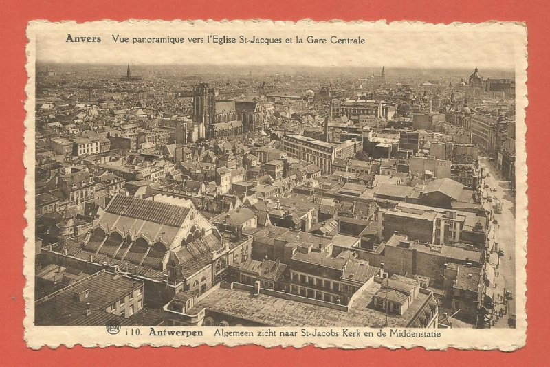 OLD POSTCARD – ANTWERP, BELGIUM – CITY PANORAMA – REAL PHOTO POSTCARD 1920