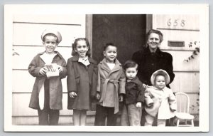 Eugene Oregon Grace Faust Family Children With Cigars RPPC Photo Postcard I43