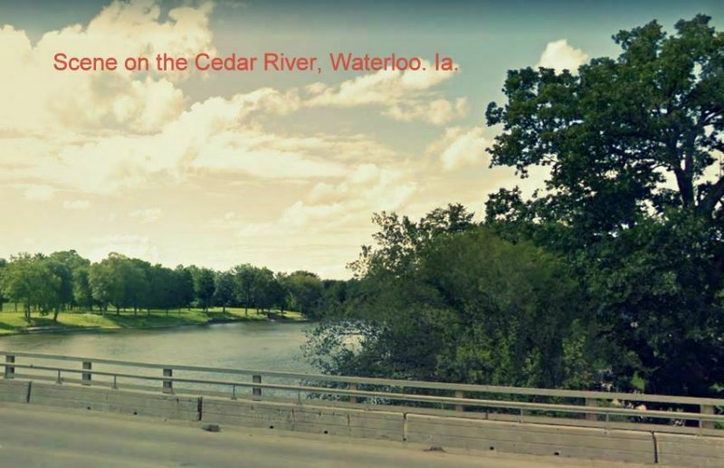 Waterloo Iowa~View Over the Railing on the Cedar River~Conger Street? c1910 PC