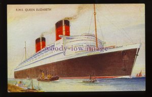 LS1505 - Cunard Liner - Queen Elizabeth - postcard - artist Bernard W Church