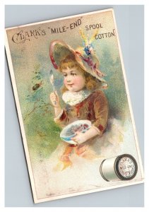 Vintage 1890's Victorian Trade Card Clark's Mile-End Spool Cotton - Sewing