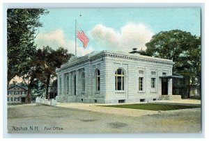 c1910s US Flag on Top of Post Office, Nashua, New Hampshire NH Postcard 