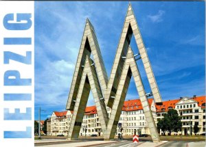 Leipzig, Germany  DOUBLE M~Trade Fair Logo & Historic Monument  4X6 Postcard